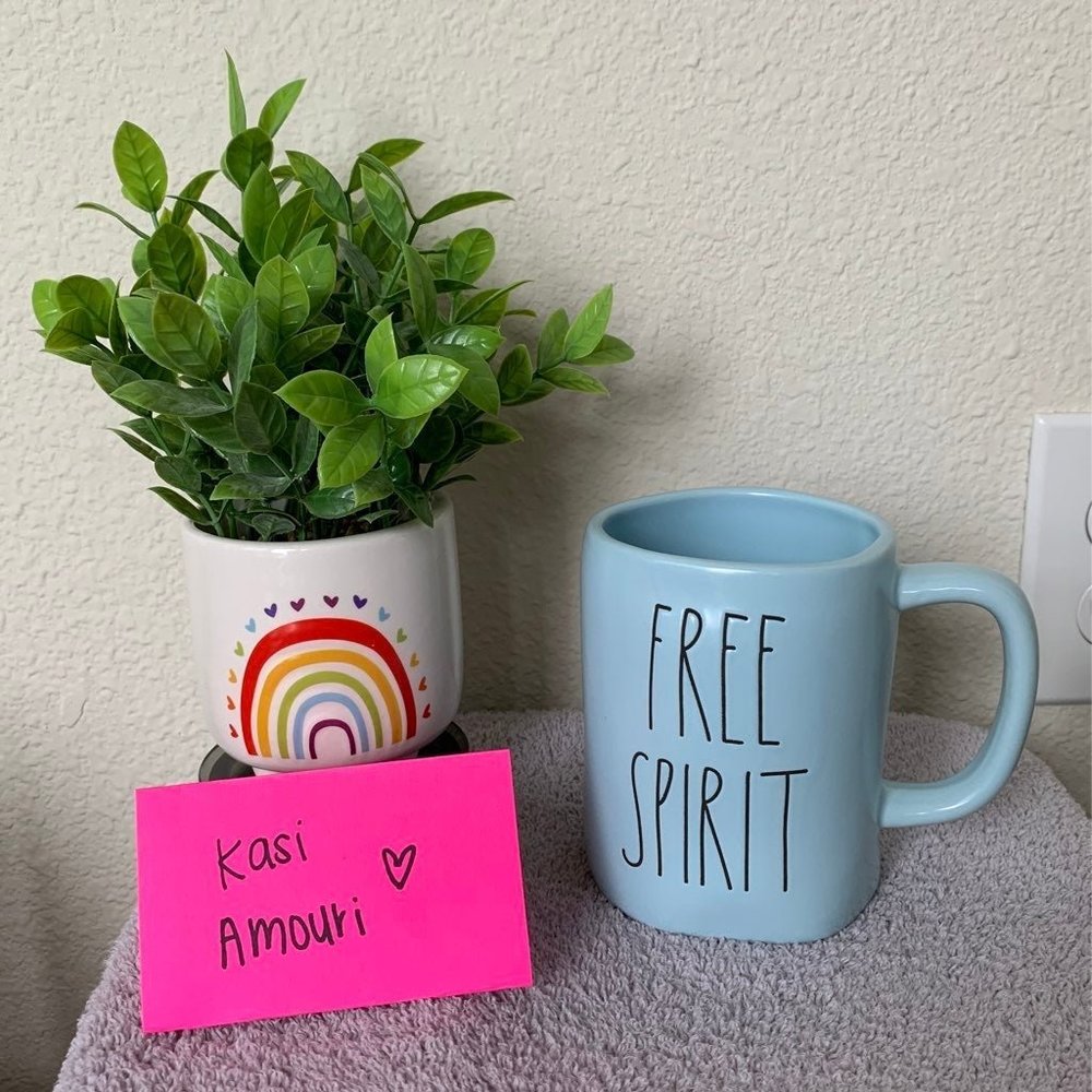 Rae Dunn Free Spirit mug (light blue)